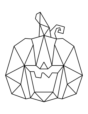 Happy Polygonal Jack-o'-lantern Coloring Page