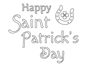 Happy Saint Patrick's Day Horseshoe Coloring Page