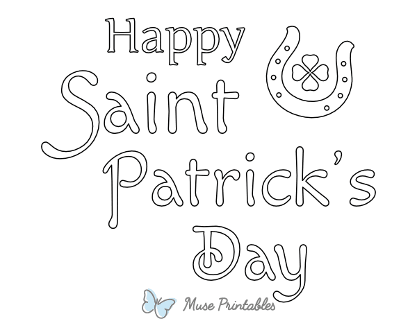 Happy Saint Patrick's Day Horseshoe Coloring Page