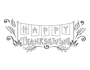Happy Thanksgiving Banner Coloring Page