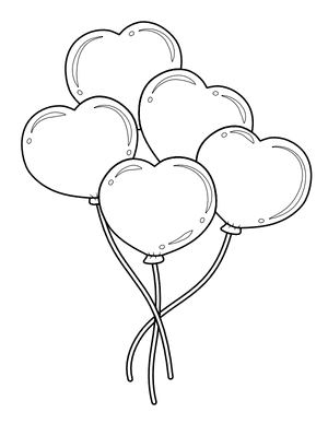 Heart Balloons Coloring Page