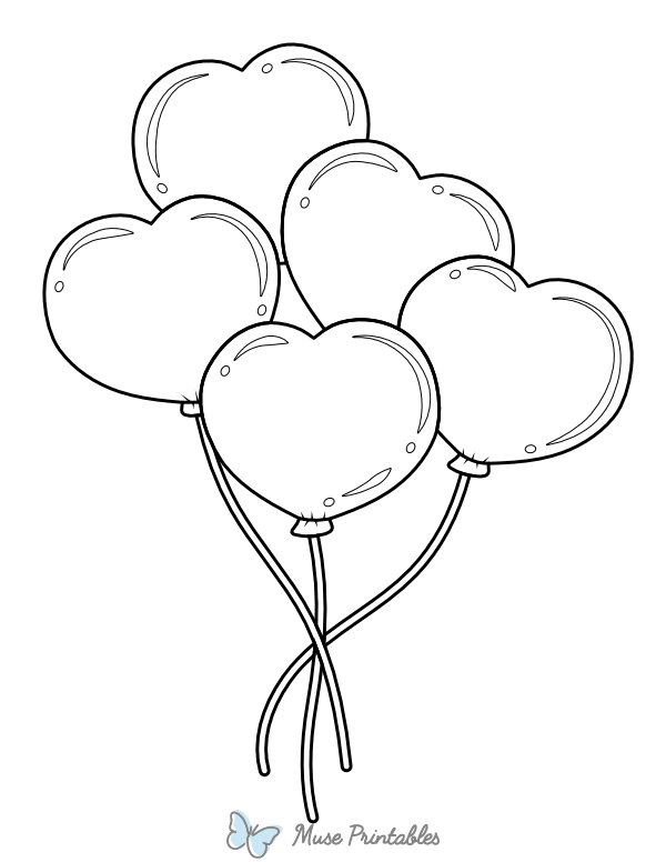 Heart Balloons Coloring Page