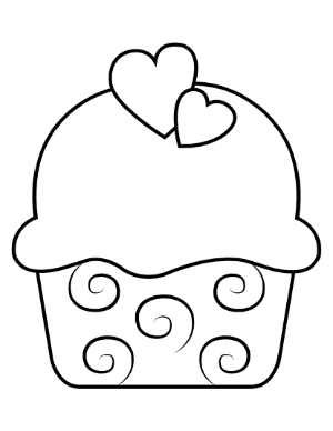 Heart Cupcake Coloring Page