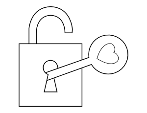 Heart Key and Lock Coloring Page