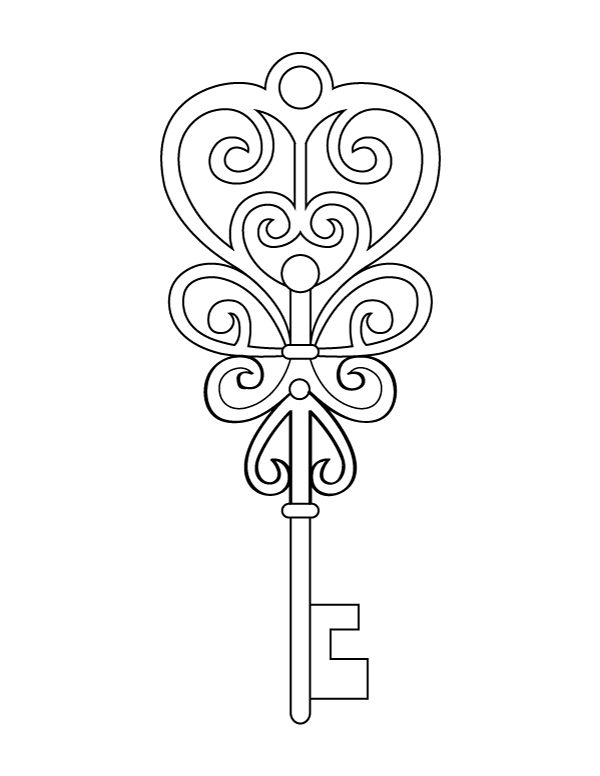 Heart Key Coloring Page