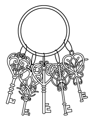 Heart Keys Coloring Page