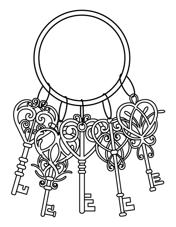 Heart Keys Coloring Page