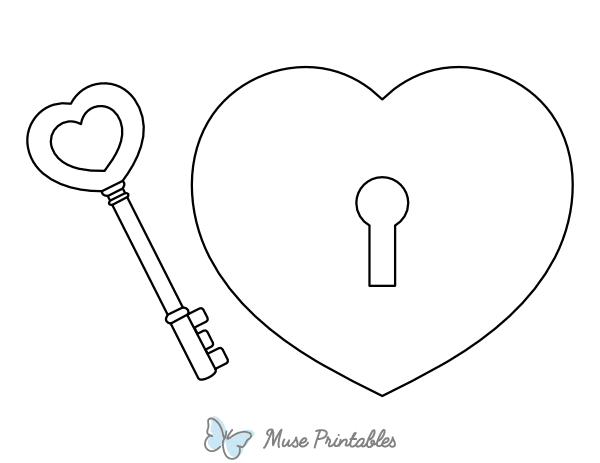 Heart Lock and Key Coloring Page