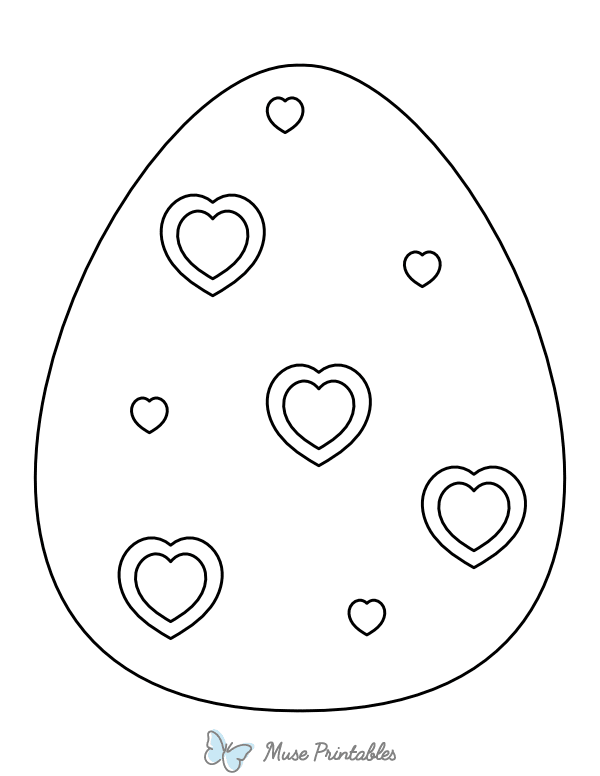 Heart Patterned Easter Egg Coloring Page