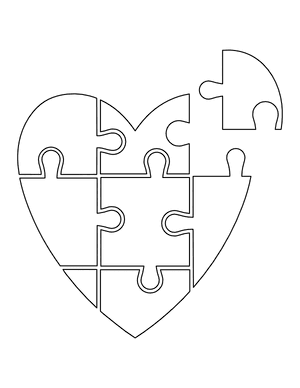 Heart Puzzle Pieces Coloring Page