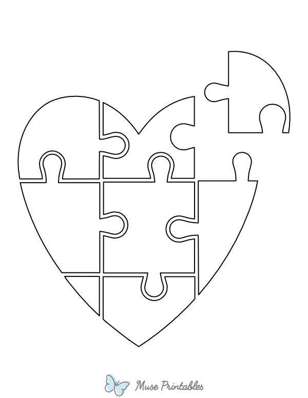 Heart Puzzle Pieces Coloring Page