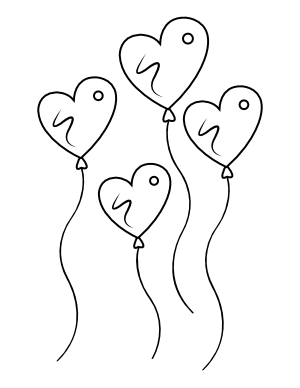 Heart Shaped Balloons Coloring Page