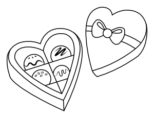 Heart Shaped Box of Chocolates Coloring Page