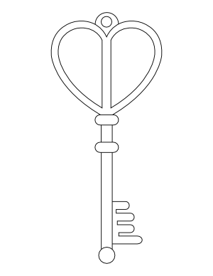 Heart Shaped Key Coloring Page