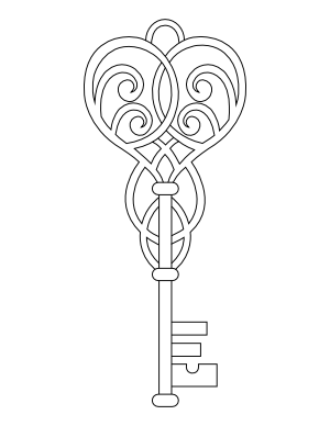 Heart Skeleton Key Coloring Page