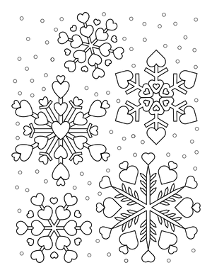 Heart Snowflakes Coloring Page