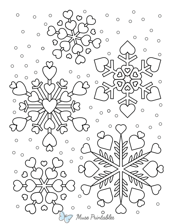 Heart Snowflakes Coloring Page