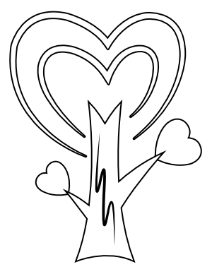 Heart Tree Coloring Page