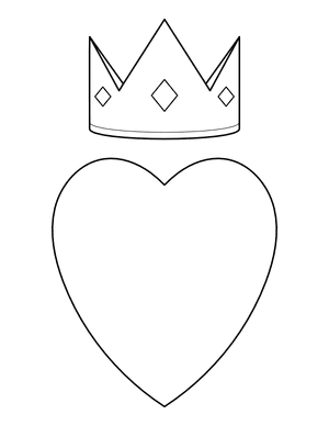 Heart Wearing a Crown Coloring Page