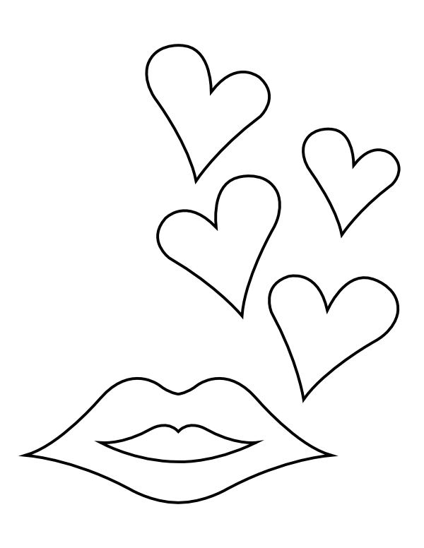 Hearts and Lips Coloring Page