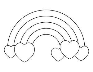 Hearts and Rainbow Coloring Page