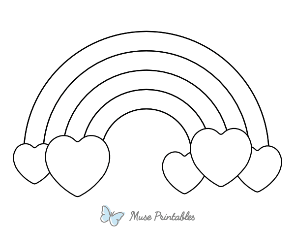 Hearts and Rainbow Coloring Page