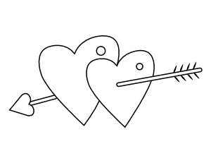 Hearts Pierced with Arrows Coloring Page
