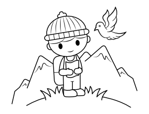 Hiking Boy Coloring Page