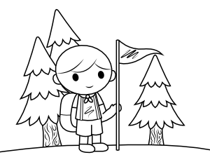 Hiking Kid Coloring Page