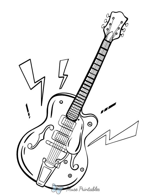 Hollow Body Guitar Coloring Page