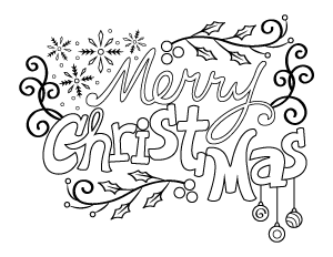 Holly And Ivy Merry Christmas Coloring Page