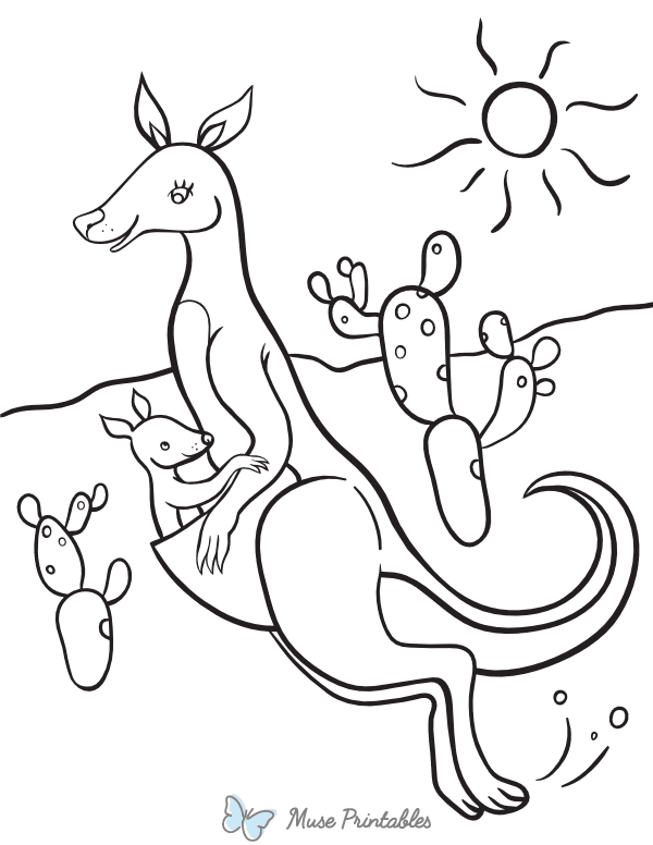 Hopping Kangaroo Coloring Page