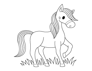 Horse And Grass Coloring Page