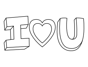I Heart U Coloring Page
