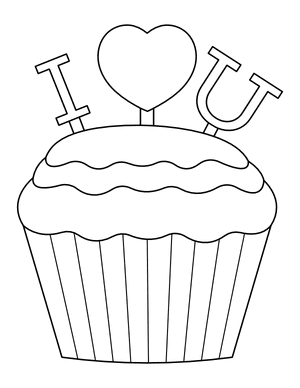 I Heart You Cupcake Coloring Page