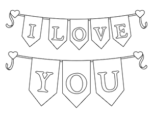 I Love You Bunting Banner Coloring Page