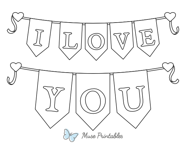 I Love You Bunting Banner Coloring Page