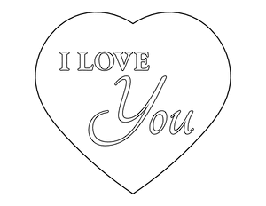 I Love You in Heart Coloring Page