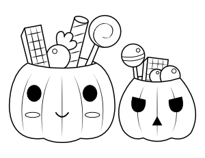Jack-o'-lantern and Candy Coloring Page