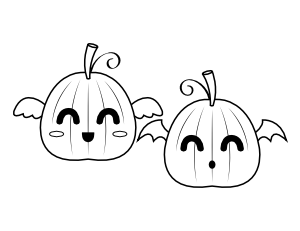 Jack-o'-lanterns with Bat Wings Coloring Page