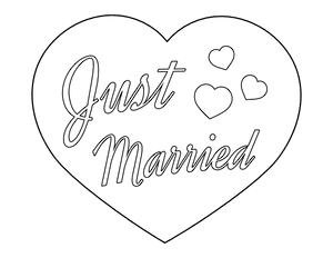 Just Married Heart Coloring Page