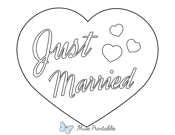 Just Married Heart Coloring Page