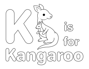 K Is For Kangaroo Coloring Page