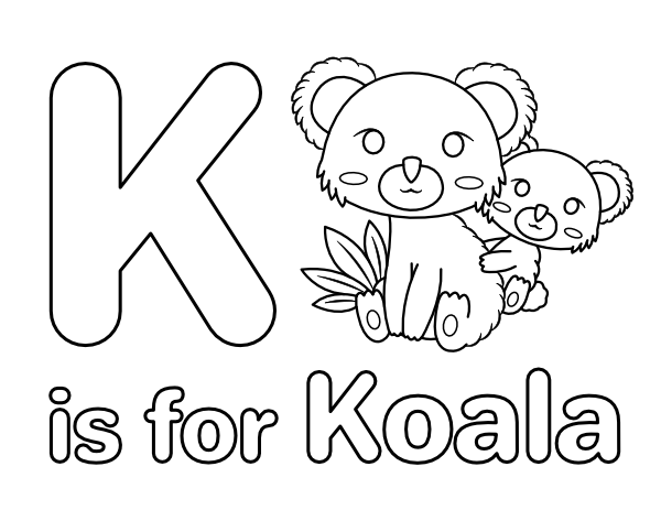 K Is For Koala Coloring Page
