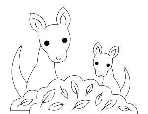 Kangaroos And Leaves Coloring Page