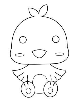 Kawaii Baby Chick Coloring Page