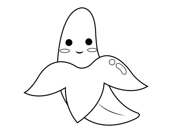 Printable Kawaii Banana Coloring Page