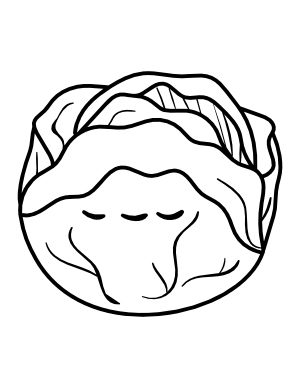 Kawaii Cabbage Coloring Page