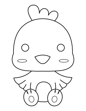 Kawaii Chicken Coloring Page