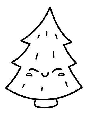Kawaii Christmas Tree Coloring Page